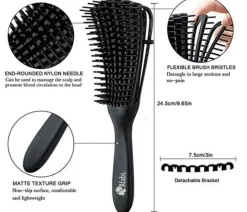 Afabs® Anti-klit Haarborstel | Detangler brush | Detangling brush | Kam voor Krullen | Kroes haar borstel | Zwart
