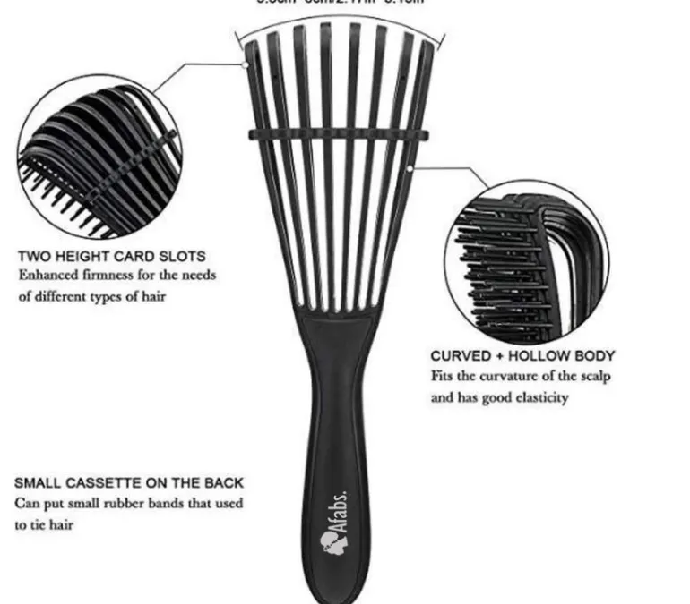 Afabs® Anti-klit Haarborstel | Detangler brush | Detangling brush | Kam voor Krullen | Kroes haar borstel | Zwart