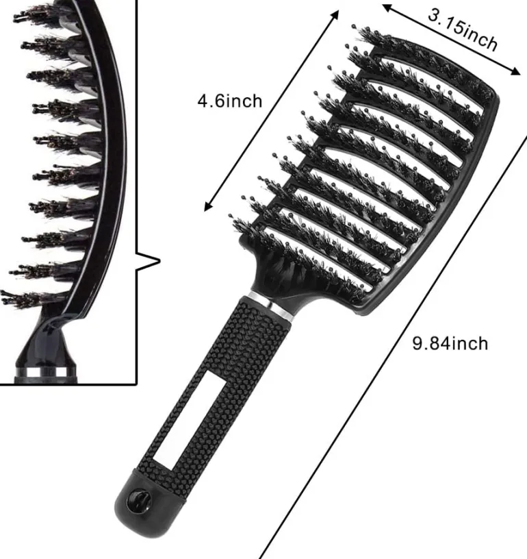 Afabs® Curved Detangler Haarborstel | Detangling brush | Kam voor steil en krullend haar | Zwart