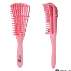 Afabs® Roze Anti-klit Haarborstel + Blauwe bloemen satijnen slaapmuts | Detangler brush | Detangling brush | Satin cap / Hair bonnet / Satijnen nachtmuts / Satin bonnet | Kam voor Krullen | Kroes haar borstel
