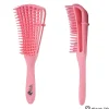 Afabs® Roze Anti-klit Haarborstel + Zwarte bloemen satijnen slaapmuts | Detangler brush | Detangling brush | Satin cap / Hair bonnet / Satijnen nachtmuts / Satin bonnet | Kam voor Krullen | Kroes haar borstel