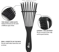 Afabs® Zwarte Anti-klit Haarborstel + Zwarte satijnen slaapmuts | Detangler brush | Detangling brush | Satin cap / Hair bonnet / Satijnen nachtmuts / Satin bonnet | Kam voor Krullen | Kroes haar borstel