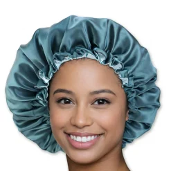 Afabs® Zwarte Anti-klit Haarborstel + Groene satijnen slaapmuts | Detangler brush | Detangling brush | Satin cap / Hair bonnet / Satijnen nachtmuts / Satin bonnet | Kam voor Krullen | Kroes haar borstel