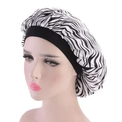 Afabs® Zwarte Anti-klit Haarborstel + Witte tijger print satijnen slaapmuts | Detangler brush | Detangling brush | Satin cap / Hair bonnet / Satijnen nachtmuts / Satin bonnet | Kam voor Krullen | Kroes haar borstel