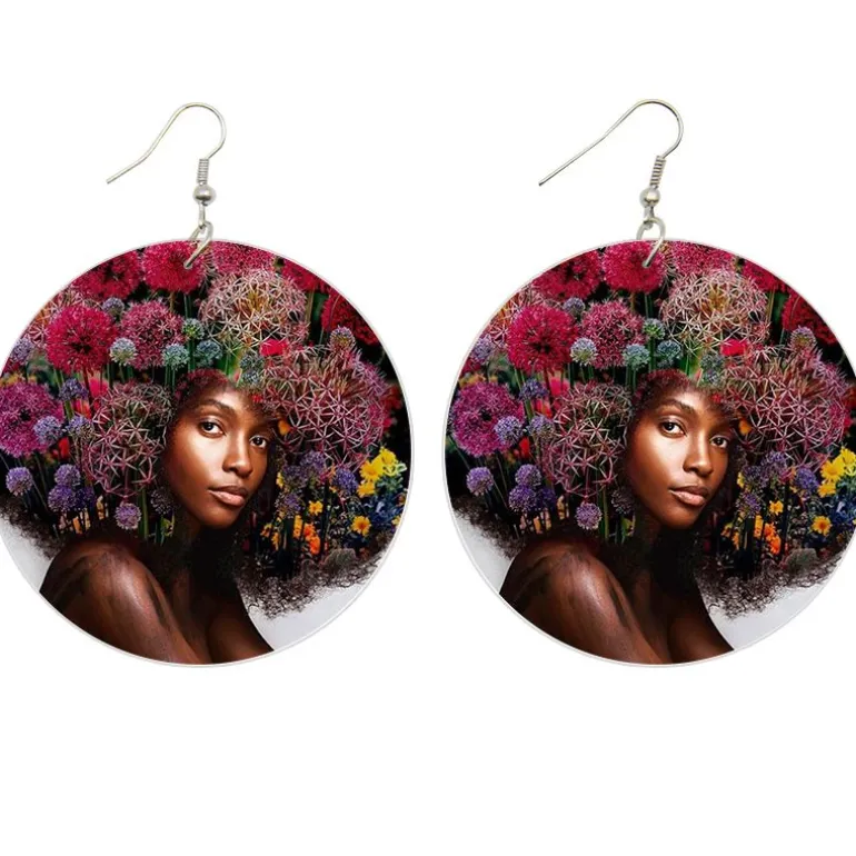 Africa inspired earrings | Afro flower girl