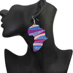 Africa inspired earrings | Red / Blue African continent