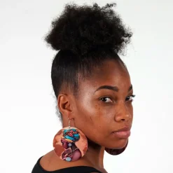 Africa inspired wooden earrings | African woman