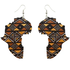African Continent Earrings Bruine Mud
