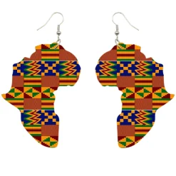 African Continent Earrings Kente Blauw
