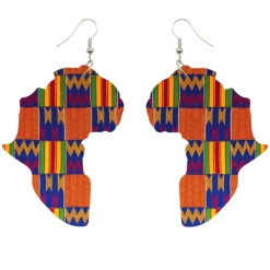 African Continent Earrings Kente