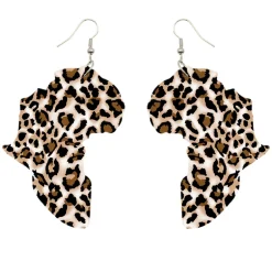 African Continent Earrings with Leopard pattern