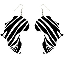African Continent Earrings Zwart / wit
