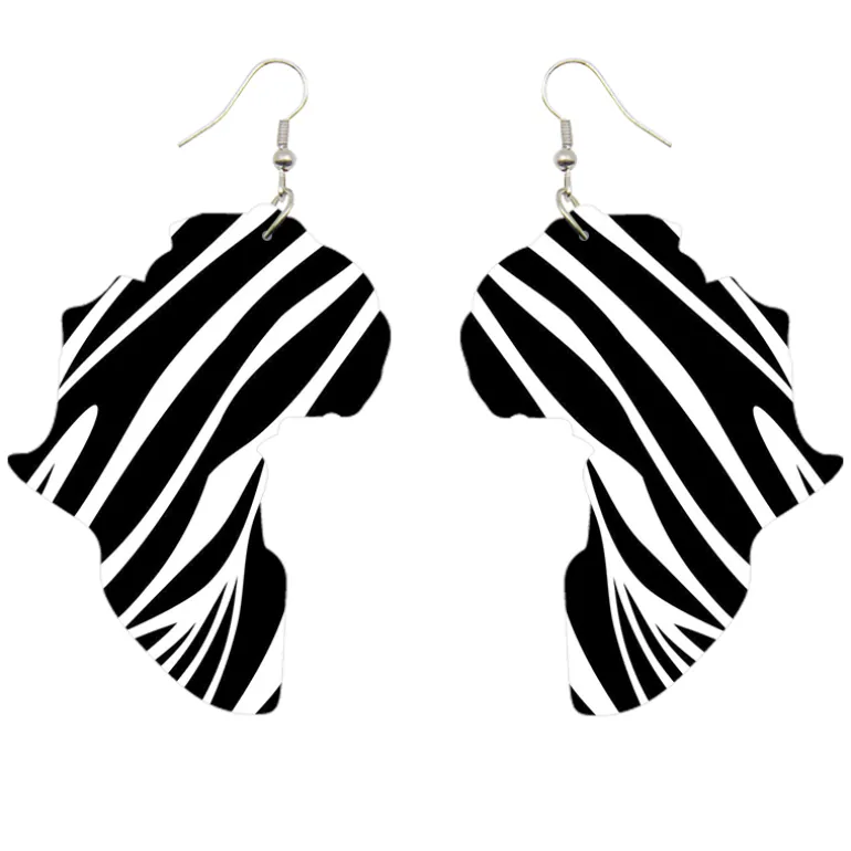 African Continent Earrings Zwart / wit