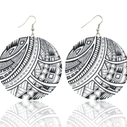 African earrings | Ancient Disk zwart / wit