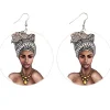 African ethnic drop earrings | Turban woman