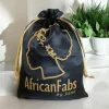 AfricanFabs Groot Luxe Satijnen Tasje - Geschenktasje / Gift bag / Reistasje - Zwart