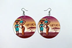 African large Ethnic drop earrings | 2 African ladies