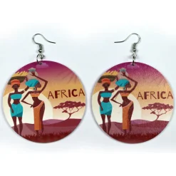 African large Ethnic drop earrings | 2 African ladies