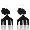 African Print Earrings | Black kam wooden earrings