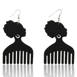 African Print Earrings | Black kam wooden earrings