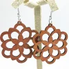 African Print Earrings | Bruine bloem symbool wooden earrings