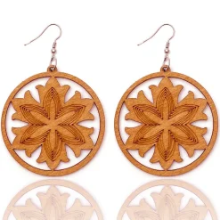 African Print Earrings | Bruine bloemen wooden earrings
