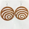 African Print Earrings | Bruine ronde lijn houten oorbellen