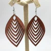African Print Earrings | Bruine lijnvormige houten oorbellen