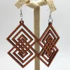 African Print Earrings | Bruin dubbel pentagon wooden earrings
