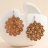 African Print Earrings | Bruine bloemen wooden earrings