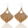 African Print Earrings | Bruin pentagon wooden earrings