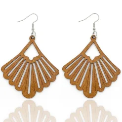 African Print Earrings | Bruin pentagon wooden earrings
