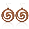 African Print Earrings | Bruin maze wooden earrings