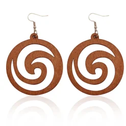 African Print Earrings | Bruin maze wooden earrings