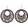 African Print Earrings | Bruin rond hart wooden earrings