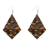 African Print Earrings | Ruitvormig bruin wooden earrings