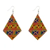 African Print Earrings | Ruitvormig Kente print wooden earrings