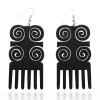African Print Earrings | Zwarte kam wooden earrings