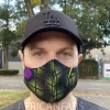 African print Mouth mask / Face mask made of Vlisco fabric (Premium model) Unisex - Green Purple butterflies