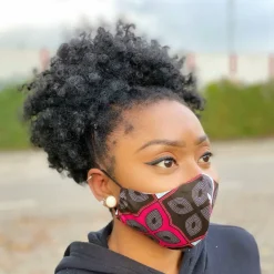 African print Mouth mask / Face mask made of cotton (Premium model) Unisex - Pink / Black / Grey