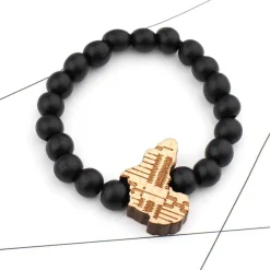 Afrikaanse Armband - Houten kralen Armband - Afrikaanse continent - Zwart