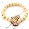 Afrikaanse Armband - Houten kralen Armband - Afrikaanse continent - Creme