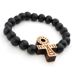 Afrikaanse Armband - Houten kralen Armband - Kruis - Zwart