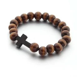 Afrikaanse Armband - Houten kralen Armband - Kruis - Bruin
