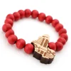 Afrikaanse Armband - Houten kralen Armband - Afrikaanse continent - Rood
