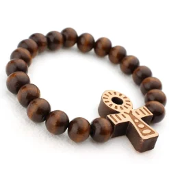 Afrikaanse Armband - Houten kralen Armband - Kruis - Bruin