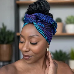 Afrikaanse Blauw & Turquoise Concentric Circle hoofddoek - headwrap