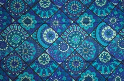 Afrikaanse Blauw & Turquoise Mandala Patchwork hoofddoek - headwrap