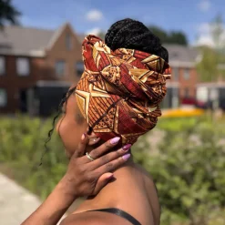 Afrikaanse Bruin & Beige African Prism hoofddoek - headwrap