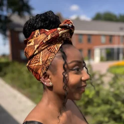 Afrikaanse Bruin & Beige African Prism hoofddoek - headwrap